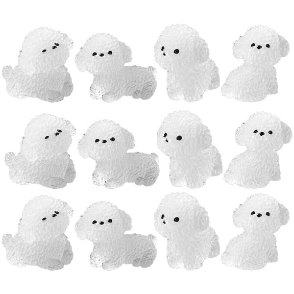 ELAYARD luminous tiny dogs Mini Dog Figurines White Resin Nighttime Glow Effect 12pcs