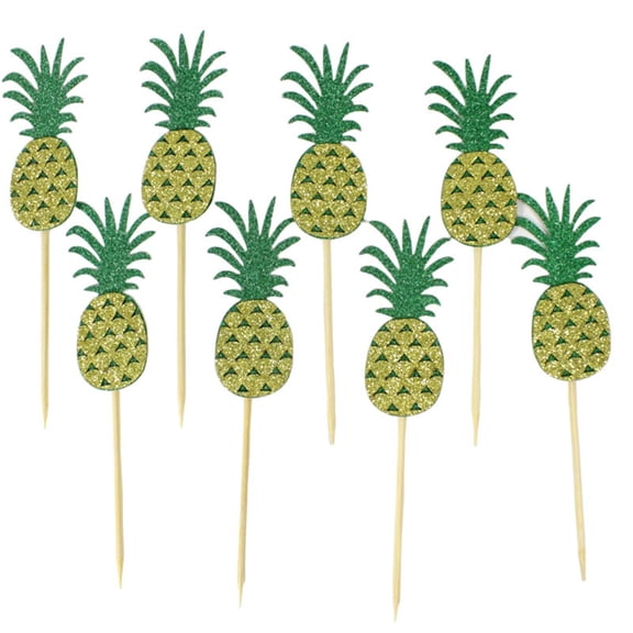 ELAYARD 16 Piece Hawaiian Cake Toppers, Pineapple Fruit Picks for Tropical Luau Party Dessert and Cupcake Decorations