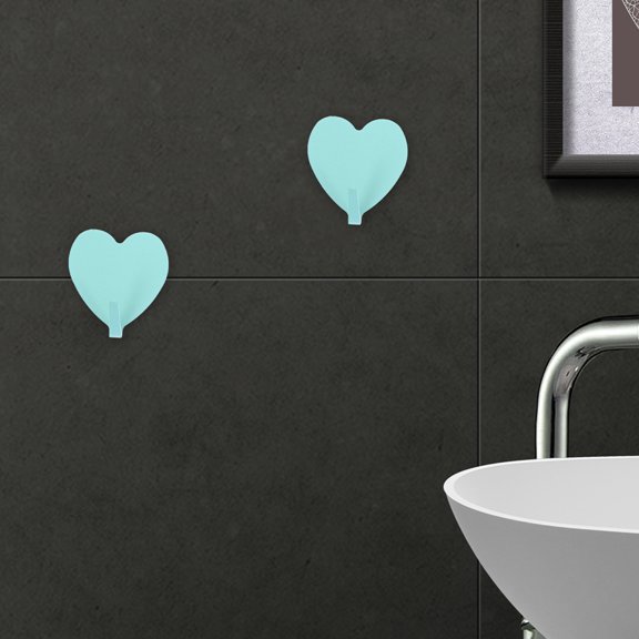 ELAYARD 16Pcs Multi Functional Light Green Adhesive Heart Hooks for Hanging Bags Hats Coats on Glass Tiles