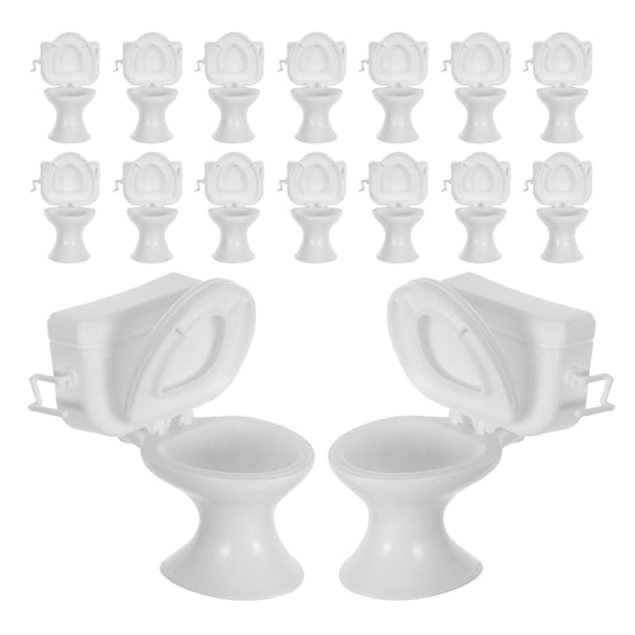ELAYARD 16Pcs Realistic Toilet White Plastic Dollhouse Furniture for Bathroom Routine Learning