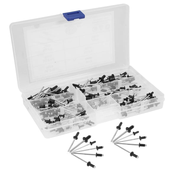 ELAYARD 180Pcs Aluminum Blind Rivets Assortment with Flange Black for Wear Resistant Decoration