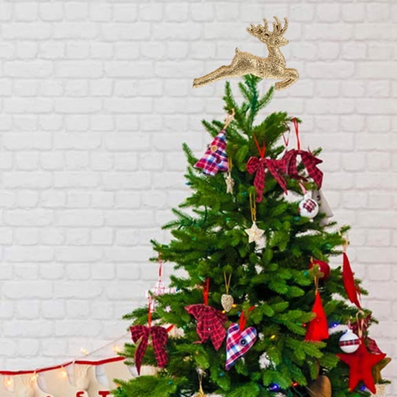 ELAYARD 18Pcs Premium Plastic Golden Christmas Treetop Deer Ornaments for Festive Decor