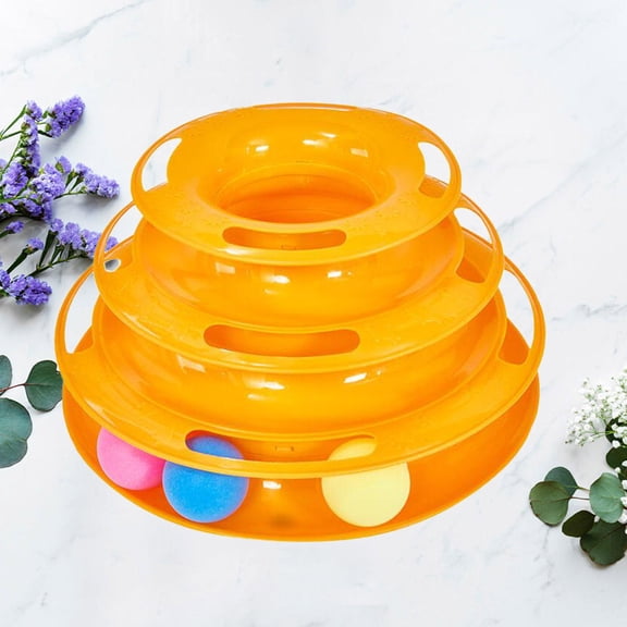 ELAYARD 1PC Cat Amusement Plate Three Level Cat Tracks Toy Plastic Orange Pet Supplies