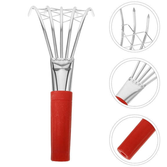 ELAYARD Steel Garden Rake with Comfortable Handle for Beach Clam Digging 30cm Five-Tooth