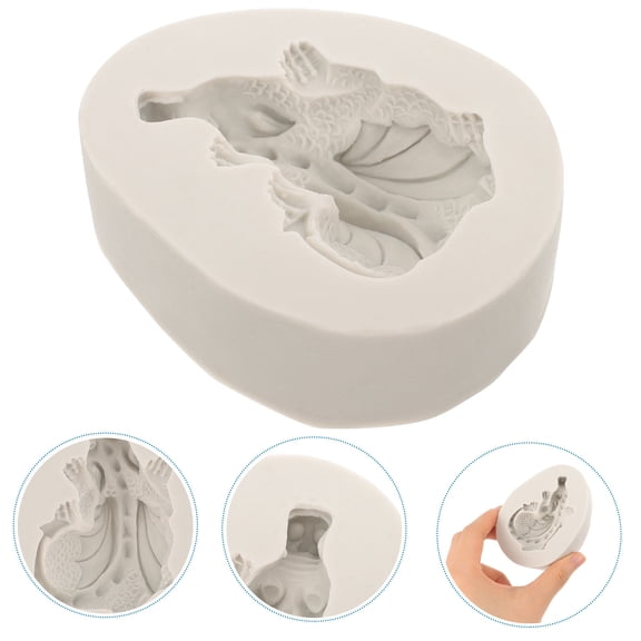ELAYARD Interesting Dinosaur Mold White Silicone Non-Stick Baking Tool for Fondant Cake