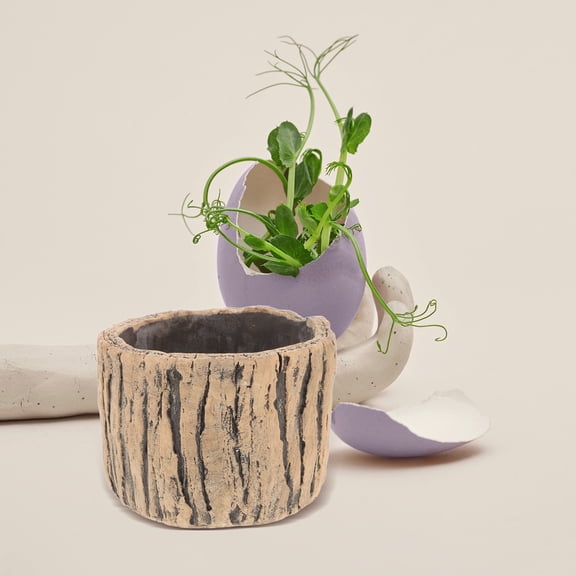 ELAYARD Round Cement Planter with Coffee Texture, Modern Indoor and Outdoor Flower Pot for Plants, Garden and Home Decor