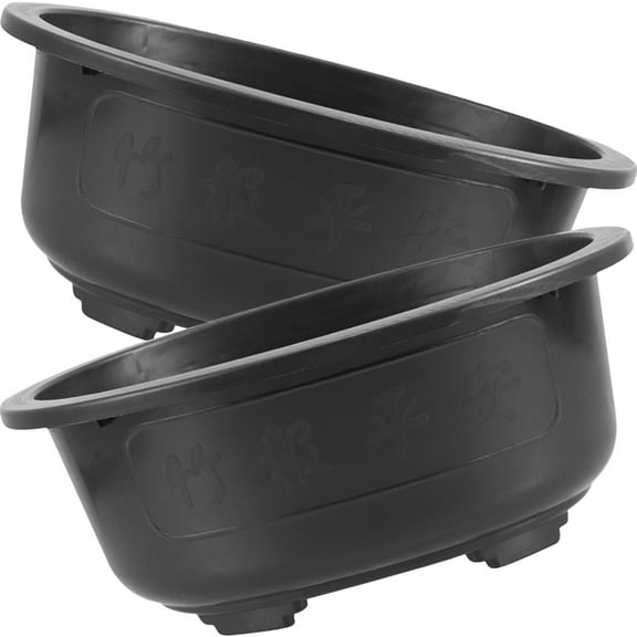 ELAYARD Decorative Oval Planter Black Plastic for Garden Balcony 2Pcs