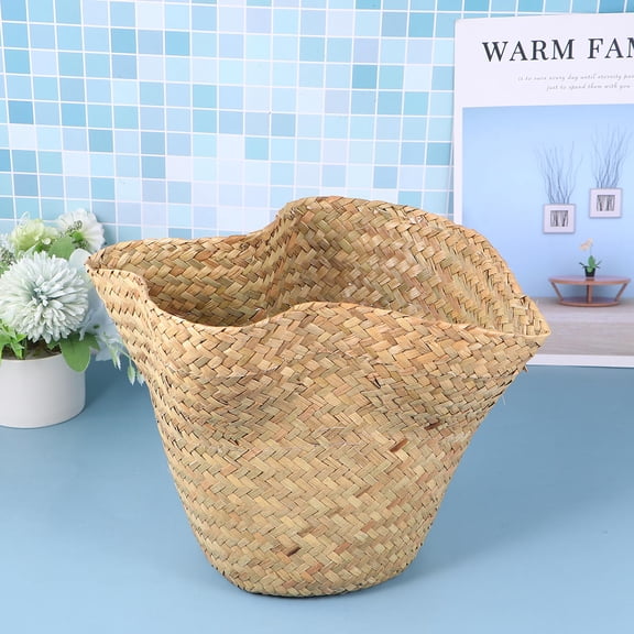 ELAYARD Handmade Light Brown Woven Flower Basket, 1Pc Pastoral Style Pot for Store Display and Decoration