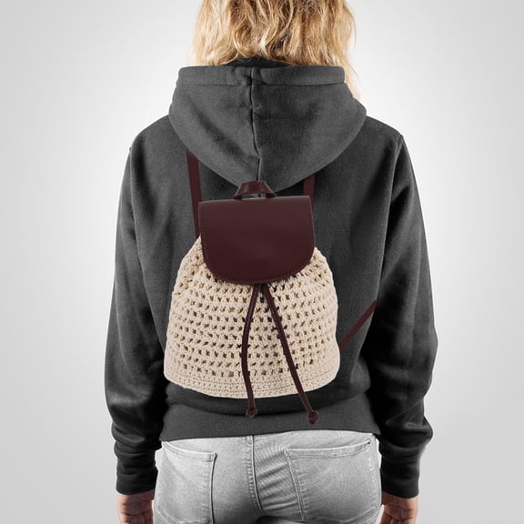 ELAYARD Boho Woven Backpack Purse for Women, Brown Lightweight Stylish School Bag, Casual Daypack, 1 Piece
