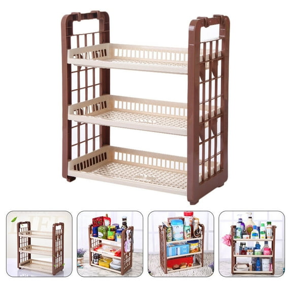 ELAYARD 3-Tier Plastic Kitchen Storage Rack, Moisture-Resistant Organizer Shelf for Pantry, Cabinet, and Home Storage, 1-Pack