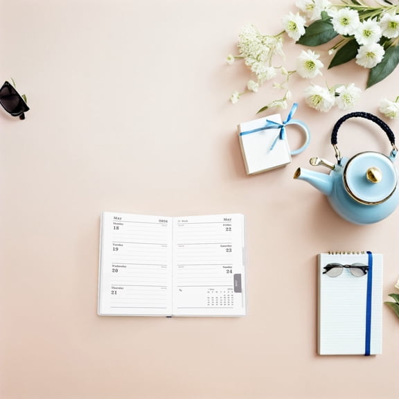 ELAYARD Portable Monthly Planner Black PU Sturdy Binding for Writing