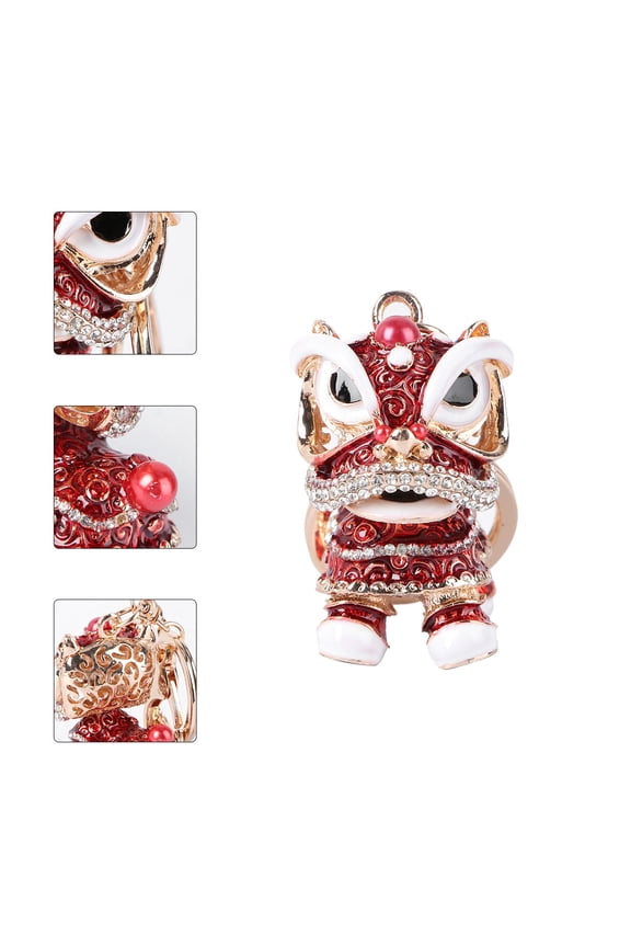 1Pc Unique Red Chinoiserie Keychain with Crystal Shine for Stylish Decoration