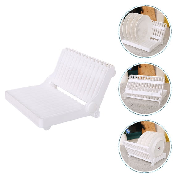 ELAYARD White Plastic Dish Drainer Rack for Kitchen Sink, Quick-Dry Dish Organizer with Extra Storage Space