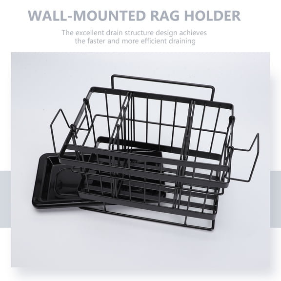 ELAYARD 1Pc Wall Mounted Black Stainless Steel Sink Drain Holder with Efficient Ventilated Design