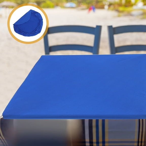 ELAYARD Elastic Blue Polyester Tablecloth for Outdoor Party - Secure Fit