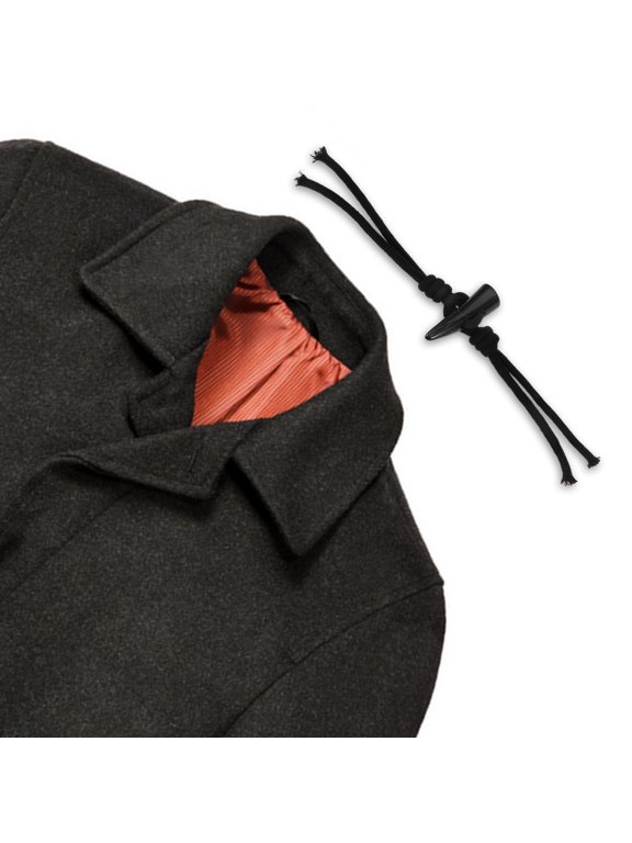 1Pair Black Toggle Buttons for Coat Clothing DIY Durable Plastic and Cloth Closure