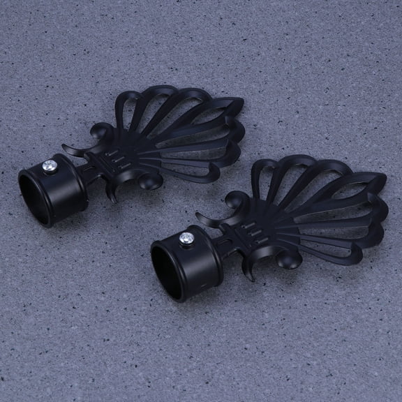 ELAYARD 1Pair Black Roman Curtain Rod Ends with Strong Support and Shiny Appearance
