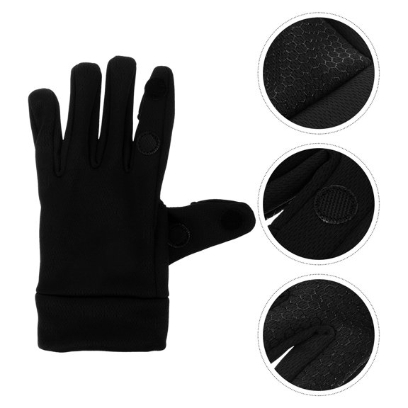 ELAYARD 1 Pair Warm Motorcycle Gloves Black Chinlon for Camping in Winter