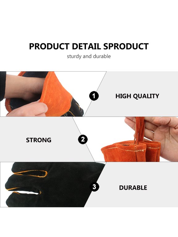 Heat-Resistant Gloves Black Durable for Barbecue and Camping 1Pair