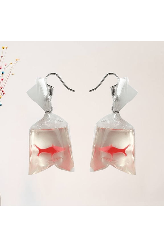 Acrylic Fish Bag Earrings for Women, 1 Pair Stylish Birthday Celebration Jewelry Accessories
