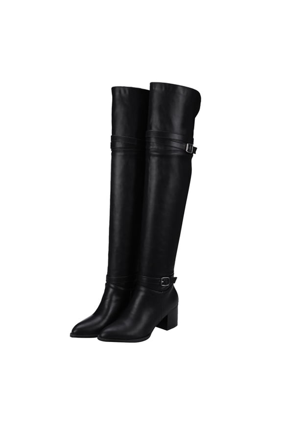1 Pair Women's High Heel Boots with Anti-Wear Rubber Sole, PU for Winter Outdoor Use