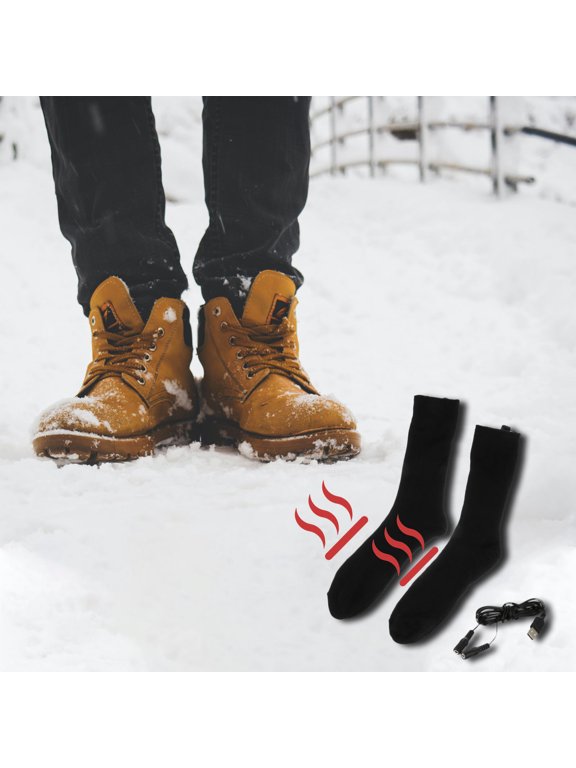 1 Pair Smart Heated Cotton Socks, Outdoor Winter Thermal Stockings for Cycling Camping Hiking Climbing Cold Weather