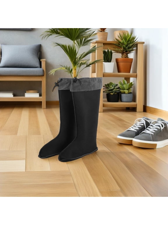 1Pair Mens Boot Liners with Plush Thermal Insulation Adjustable Cuff for Winter Wear