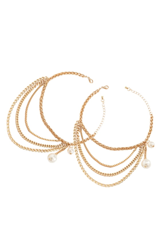 Metal Golden Shoelace Charms Ankle Chain for Women Daily Wear 1 Pair