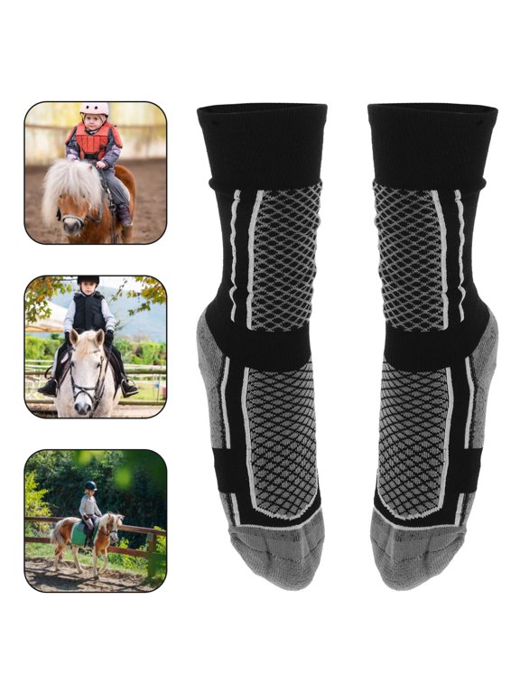 Grey Equestrian Socks Breathable Thick Cushioning for Comfortable Use
