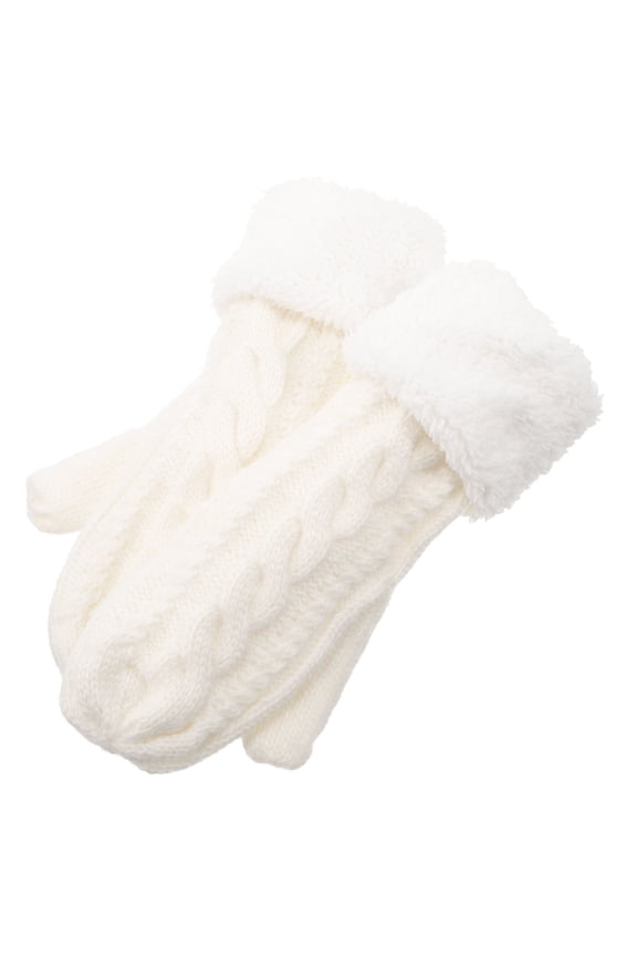 Women's Knitted Cotton Mittens with Soft Warm Lining, 1 Pair for Outdoor Winter, Cold Weather