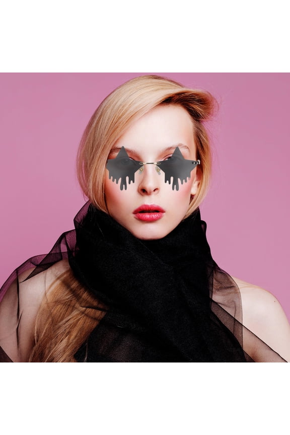 1Pair Cool Rimless Eyeglasses with Unique Star Design for Adults
