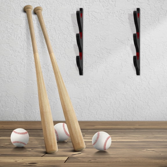 ELAYARD 1 Pair Black Baseball Bat Wall Display Rack with Density Board for Home and Sports Equipment Storage