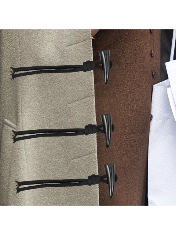 Plastic and Cloth Black Toggle Buttons for Coats - DIY Decorative