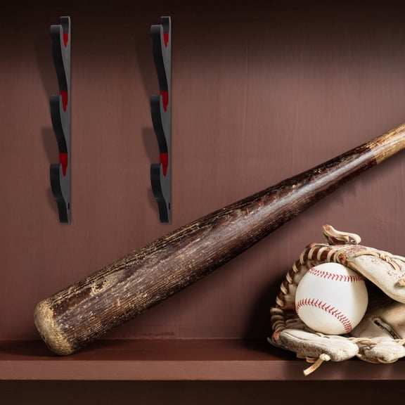 ELAYARD Black Baseball Bat Display Mount Holder 1 Pair Space Saving Wall Organizer for Home or Office