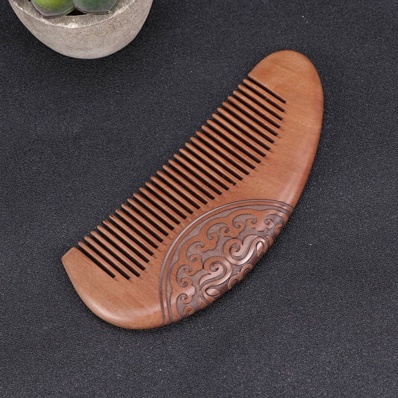 ELAYARD 1 Pc Dark Brown Sandalwood Hair Comb, Natural Wood Wide Teeth, Smooth , Scalp Massage, Anti-Static Styling Tool