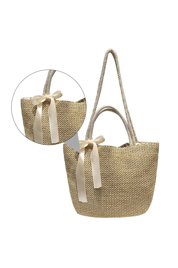 Khaki Polyester Hand Basket with Handles, Everyday Use Tote Bag for Women, Lightweight and