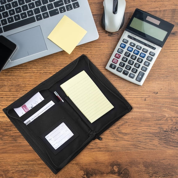 ELAYARD Black Oxford Cloth Zipper Document Folder, File Storage Organizer Bag for Office and Home Use, and Portable