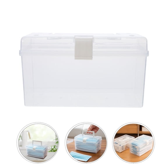 ELAYARD 1Pc Plastic Face Mask Holder Portable Storage Box for Desk Or Drawer Use