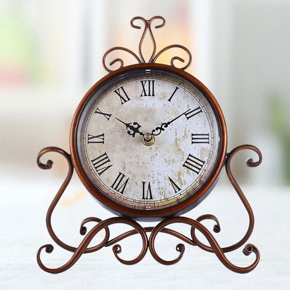 ELAYARD Vintage Style Desk Clock with Coffee Theme, Quiet , 1 Piece