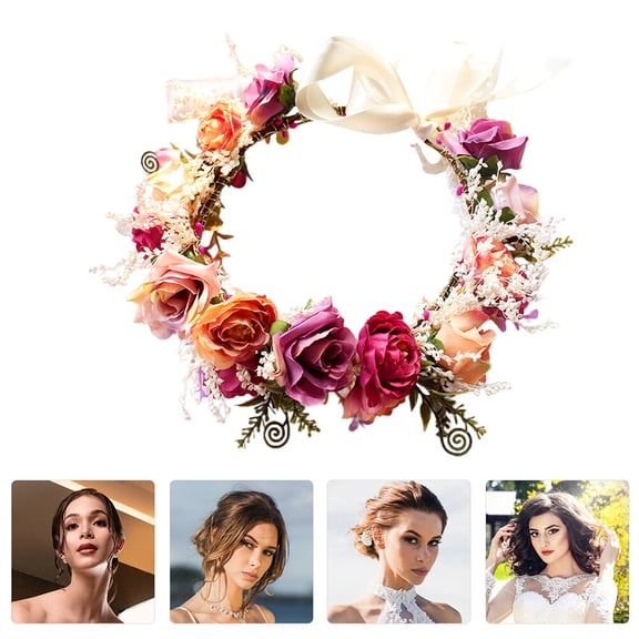 ELAYARD 1Pc Wedding Bride Headdress Assorted Color Handmade Flower Hair Accessory for Decor