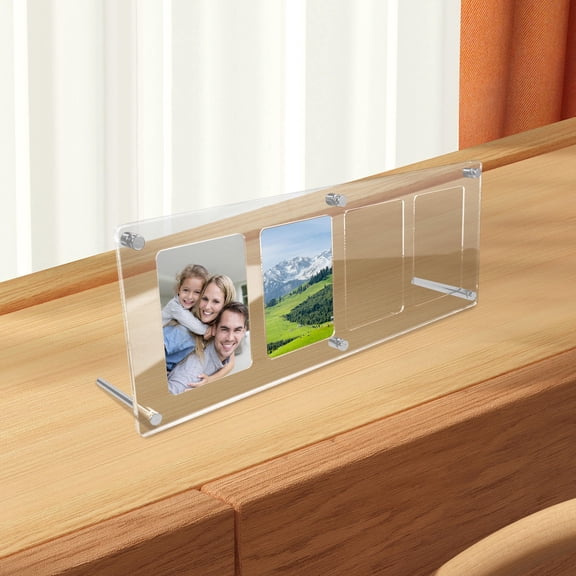 ELAYARD 1Pcs Desk Photo Frame Transparent Frameless Holder For Displaying Postcards At Office