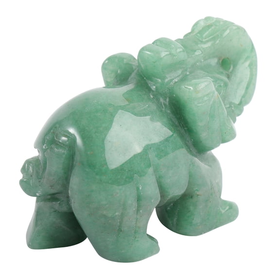 ELAYARD Stone Elephant Figurine Decor Green Natural Material with Flat Base
