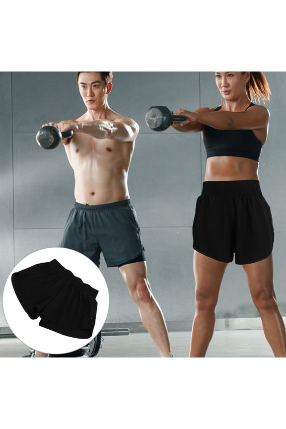 1Pcs Black Women Athletic Shorts Breathable Polyester Simple Color Design for Outdoor Running