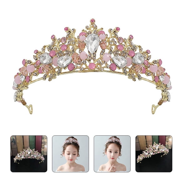 ELAYARD Crown Costume Crown Headband Pink Zinc Alloy 1Pack for Birthday Party