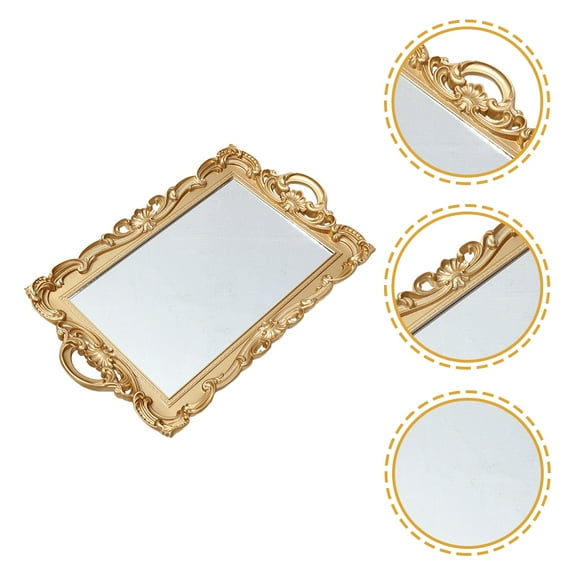 ELAYARD Portable Golden Makeup Tray Mirror Plate for Vanity and Decorative Display