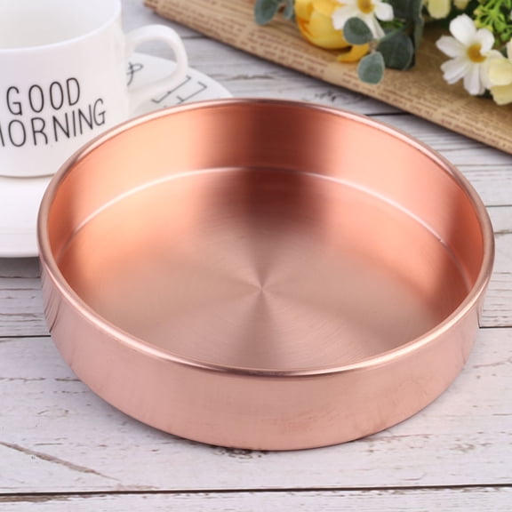 ELAYARD Copper Jewelry Tray, Golden Round Desktop Organizer for Jewelry Storage and Display, Elegant Home Accessory