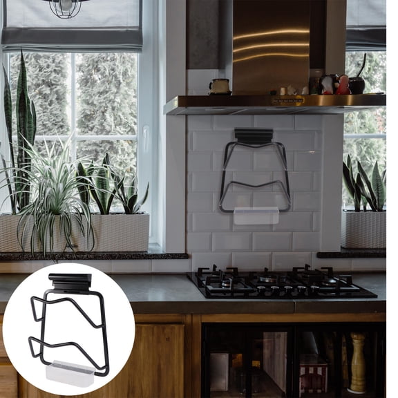 ELAYARD Wall Mounted Pot Lid Holder Rack, Black Kitchen Storage Organizer for Cabinet Door or Wall, Space-Saving Solution