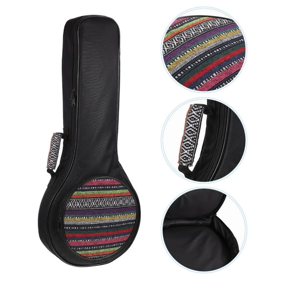 ELAYARD 1Pc Portable Thickened Canvas Mandolin Bag Black Waterproof Musical Instrument Storage
