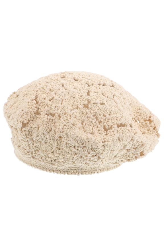 Women's Straw Beret Hat, Lightweight Breathable Beige Sun Hat with Pastoral Style for Outdoor Fashion