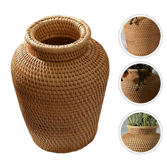 ELAYARD 1Pcs Straw Weaved Vase Brown Decorative for Women Decorators